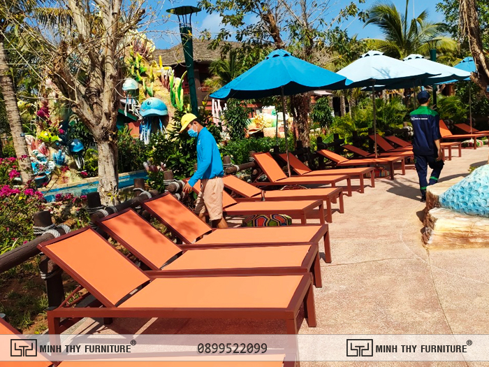 Ghế hồ bơi textilene cao cấp tại công viên nước Aquatopia Ghế hồ bơi textilene cao cấp tại công viên nước Aquatopia