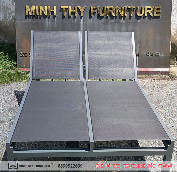 ghế hồ bơi textilene đôi MT4040 khung kim loại sơn tĩnh điện cao cấp